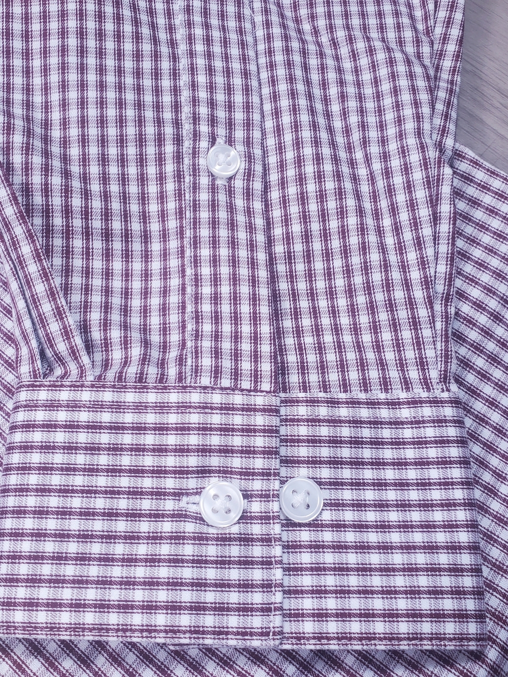 Van Heusen Flex Burgundy Check Dress Shirt XL 17.5 36/37 NWT Stretch Wrinkle Fre - Picture 8 of 10